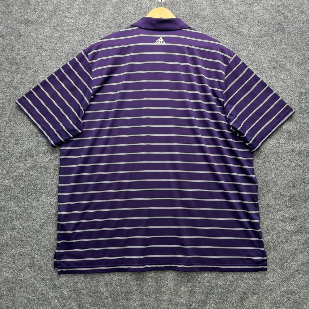 adidas puremotion Golf Polo Shirt Mens 2XL Purple Short Sleeve Striped Athletic - Picture 2 of 11